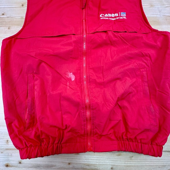 Canon x NFL Official Camera Red Fleece Lined Vest Size‎ M Vintage Promo - Picture 5 of 9